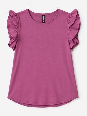 Prinstory Mauve Pink Ruffle Sleeve Tee